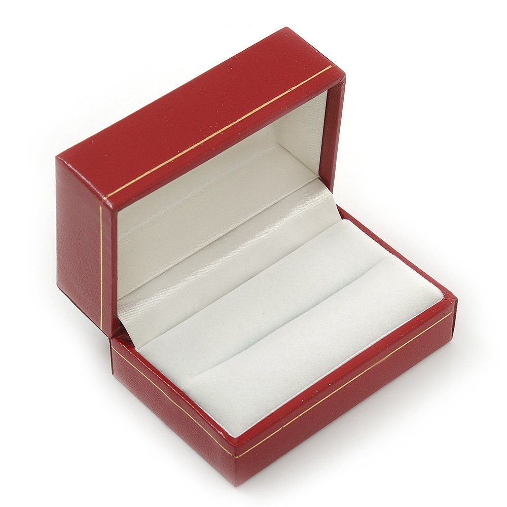 Avalaya Burgundy Red Leatherette One & Two Rings Box