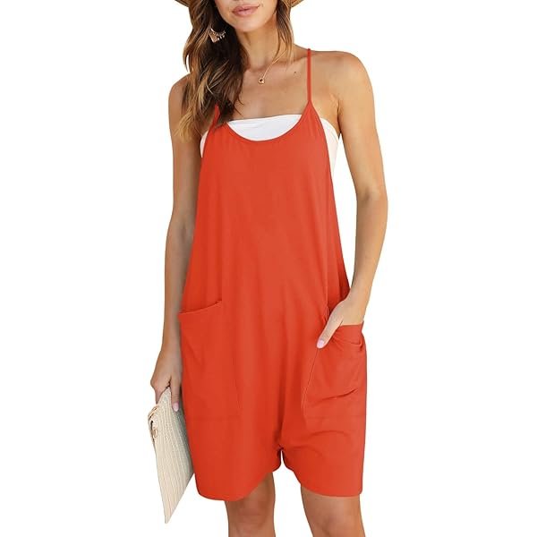 ロンパース・カバーオール Sleeveless Rompers (Red check)  80 Amazon.com: Women's Sleeveless Rompers Casual Tank Top