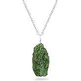 CRYSTALINES Natural Raw Gemstones Dainty Pendant, Rough Stones Necklace, Handmade Boho Jewelry for Women, Healing Crystals, Hypoallergenic Silver Adjustable Chain, Elegant Gift, 16+2 Inch