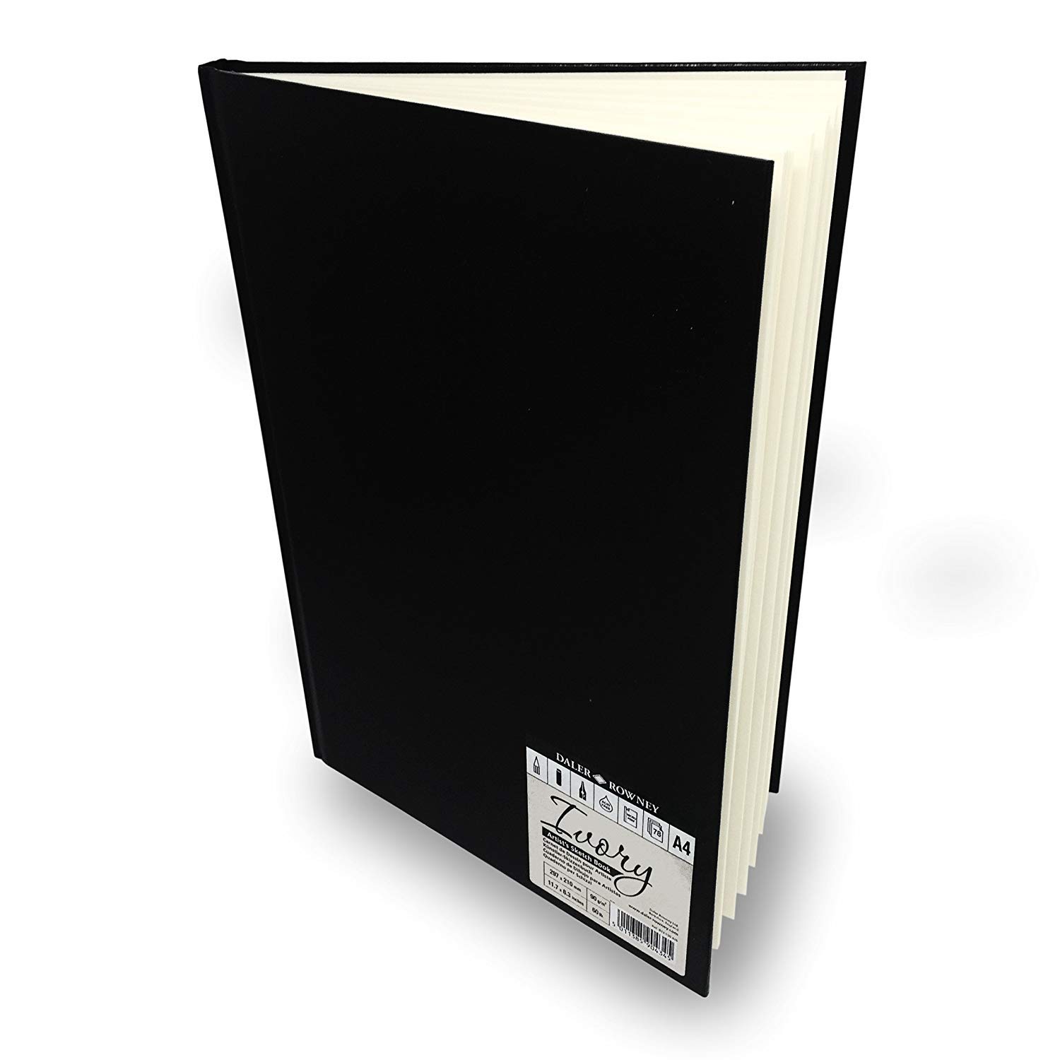 Daler Rowney - Ivory Artist's Hardback Sketch Book - 90gsm - 78 Removable Pages - A4 Portrait