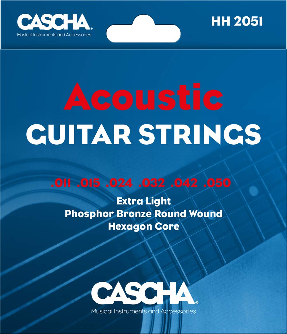 Cascha Premium Guitar String Set - steel strings for acoustic & western guitars - excellent sound quality & high durability - high-quality 6-string set - acoustic guitar steel strings 6 pcs