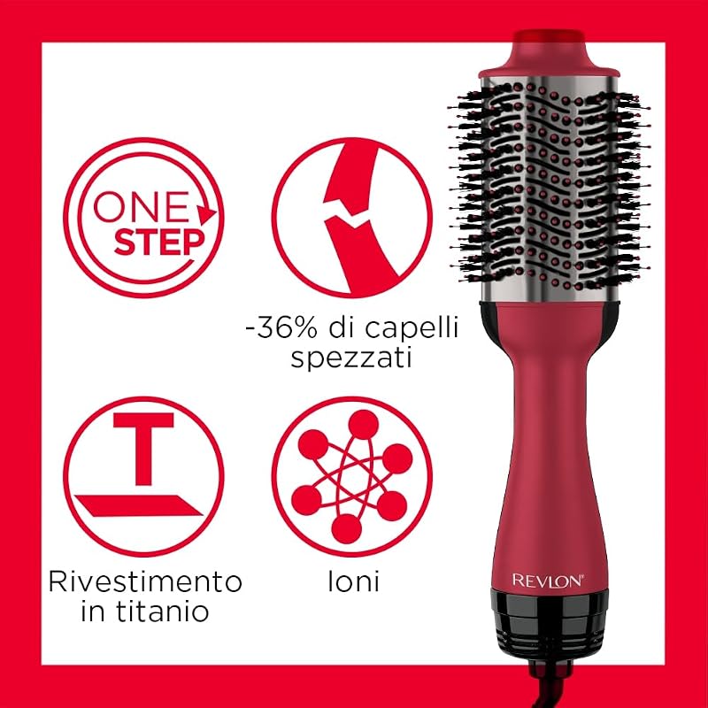 One-Step Asciugacapelli Volumizzante al Titanio (One-Step, Tecnologia Ionica, Rivestimento in Titanio, capelli medi e lunghi) RVDR5279UKE