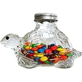 DFOBUNDO Turtle Shaped Glass Candy Jar with Airtight Lid - 250ml Clear Storage for Cookies, Candy, Coffee Pods, and More
