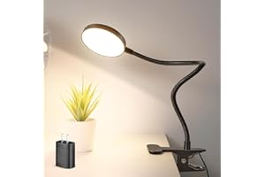 LiFMIRA Desk Lamp, 8W 66 LED Reading Light for Bed, Eye Caring Metal Clip Lamp, 5 Color 10 Brightness Levels, Memory Function, Flexible Gooseneck, USB Powered, Includes 5V/2A UL Adapter