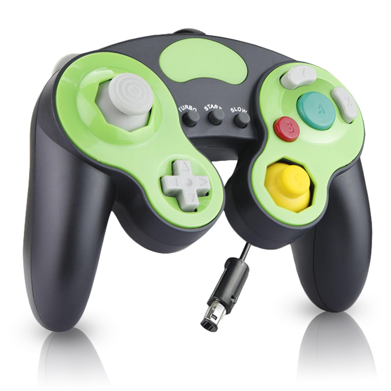 YSDZSW Upgraded GameCube Controller with TURBO Function, Classic Wired Controller for Wii/GameCube (Black-Green)