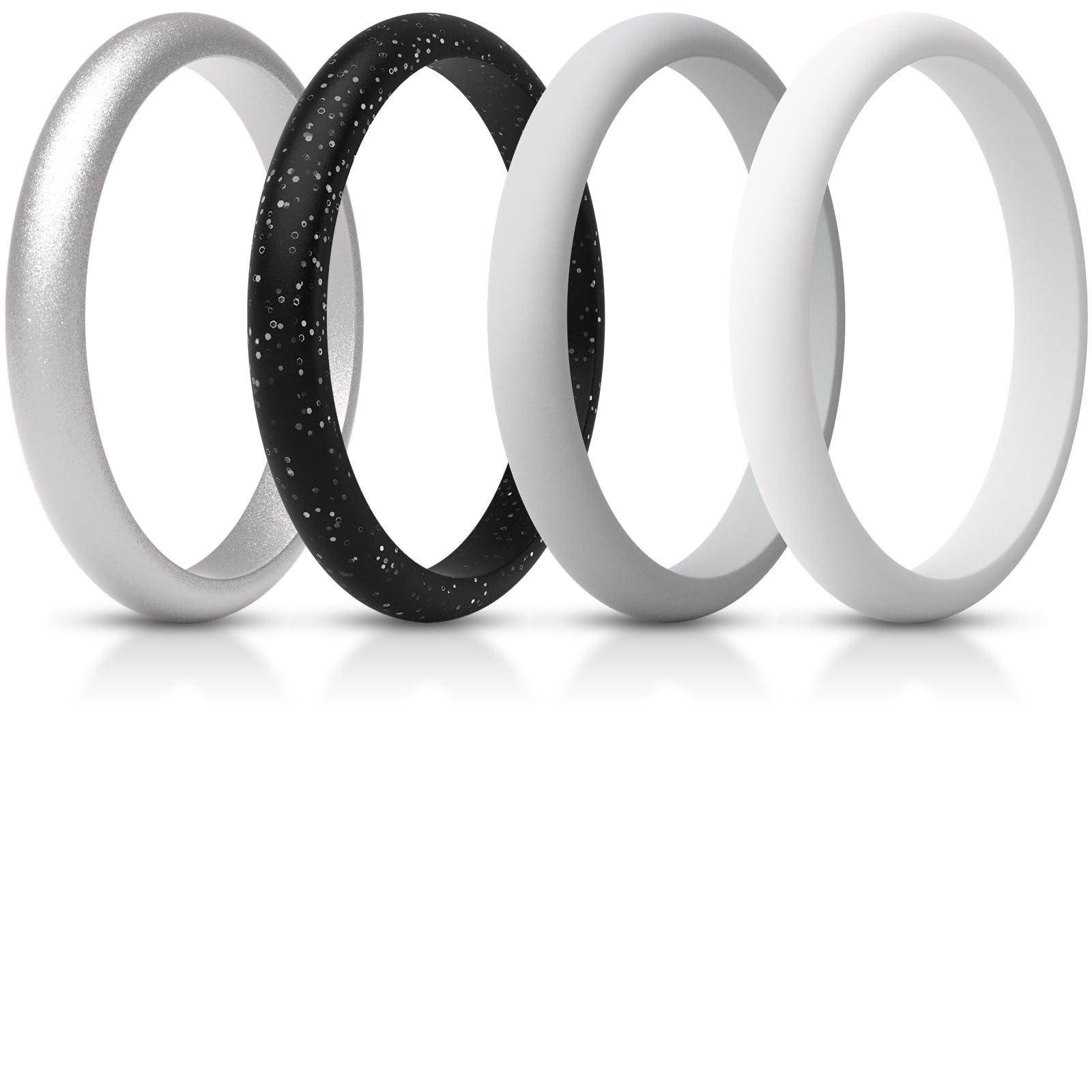 ThunderFit Women’s Silicone Thin and Stackable Bridal Ring Sets, Silicone Wedding Bands, 2.5mm Wide 2mm Thick, Variety Multipack 1-10, 7.5 - 8 (18.2mm), Silicone, No Gemstone — image 1