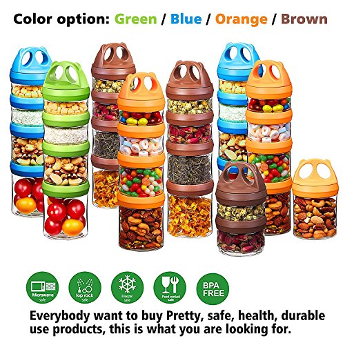 SELEWARE Portable Stackable Food Storage Containers for Snacks Formula Powder and Drinks Twist