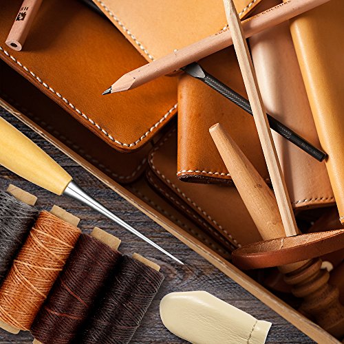 image for MORSLER Leather Working Tools 16 Pcs Upholstery Carpet Canvas Leather 