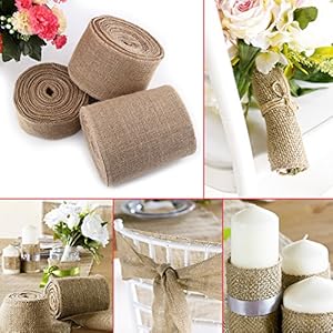 10 M 5 cm/15/10 cm yute banda plástico rollo, Vintage Camino de mesa hessische yute mesa banda para DIY de artesanía boda hogar decoración, Fieltro, caqui, 10 cm