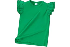 LYSMuch 2-5T Toddler Girls Ruffle Sleeve T Shirt Puff Short Sleeve Basic Tank Top Blouse Plain Solid Kids Casual Clothes