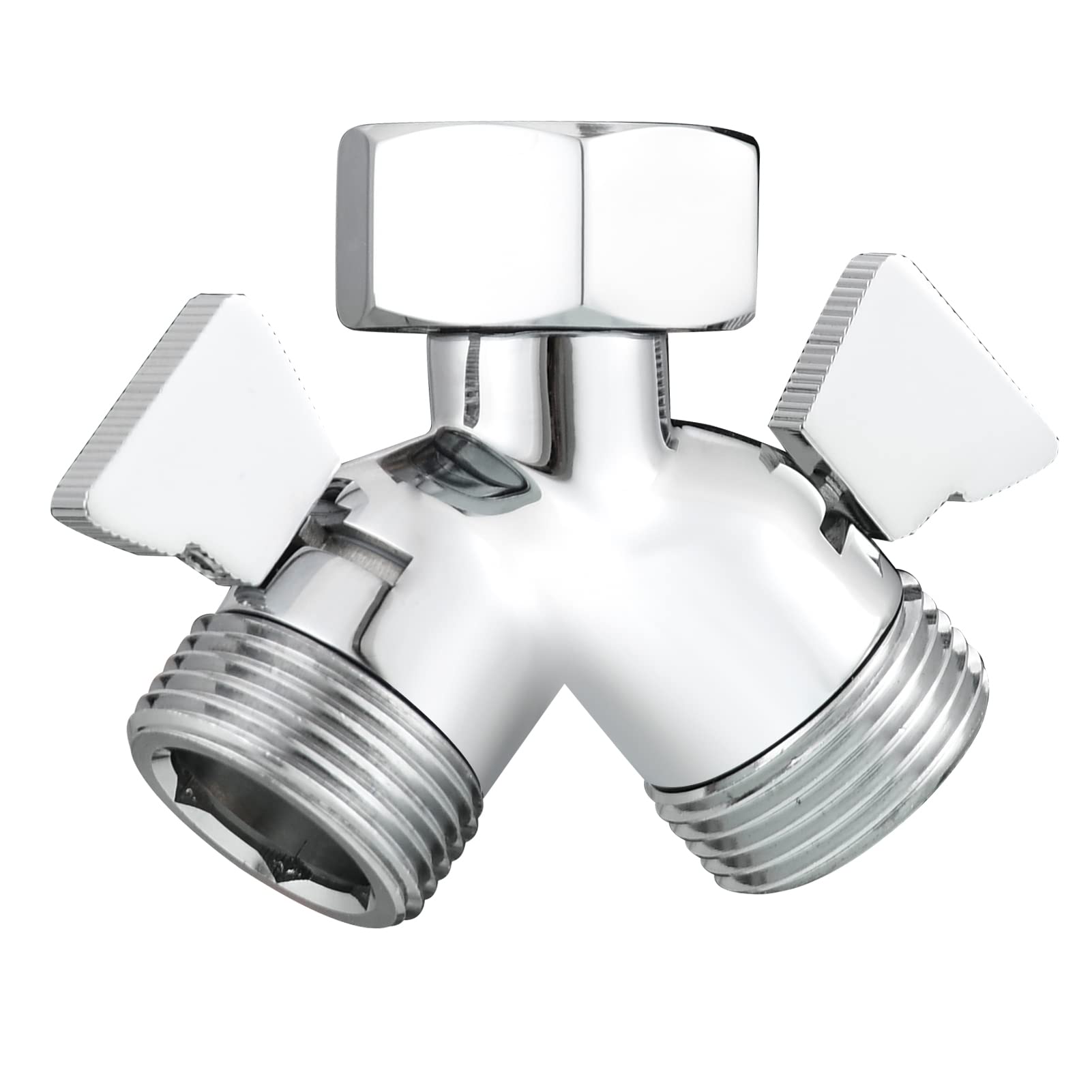 Tecmolog DSF017A 2-Way Tap Distributor 3/4 Inch Brass Y Distributor Washing Machine for Garden Hose, Chrome,