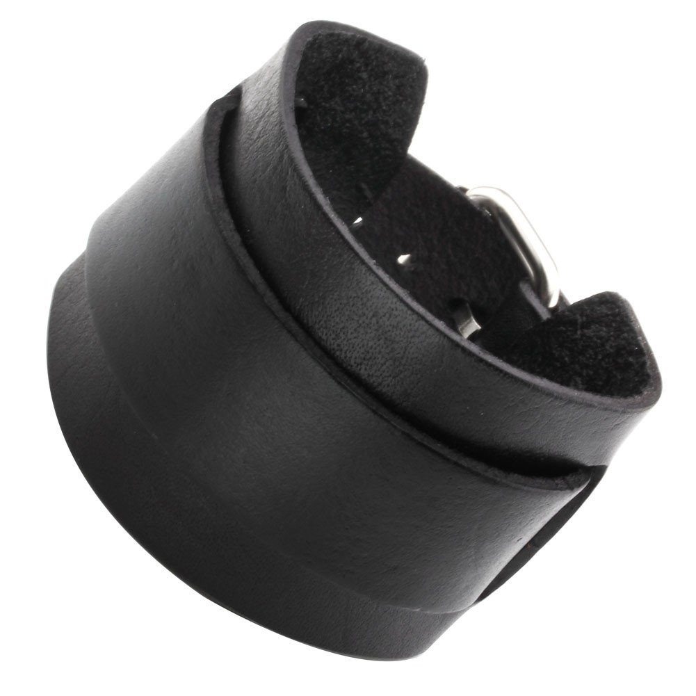 Jovivi Punk Cool Mens Wide Genuine Leather Belt Bracelet Cuff Wristband Bangle for Women (Black)