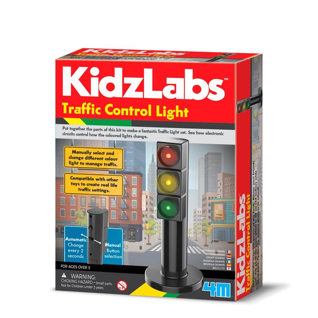 4M Kidzlabs Traffic Control Light Set, Learn How To Build Your Own Traffic Lights, See How Electronic Circuits Control Signals, STEM Learning for Kids Ages 5+