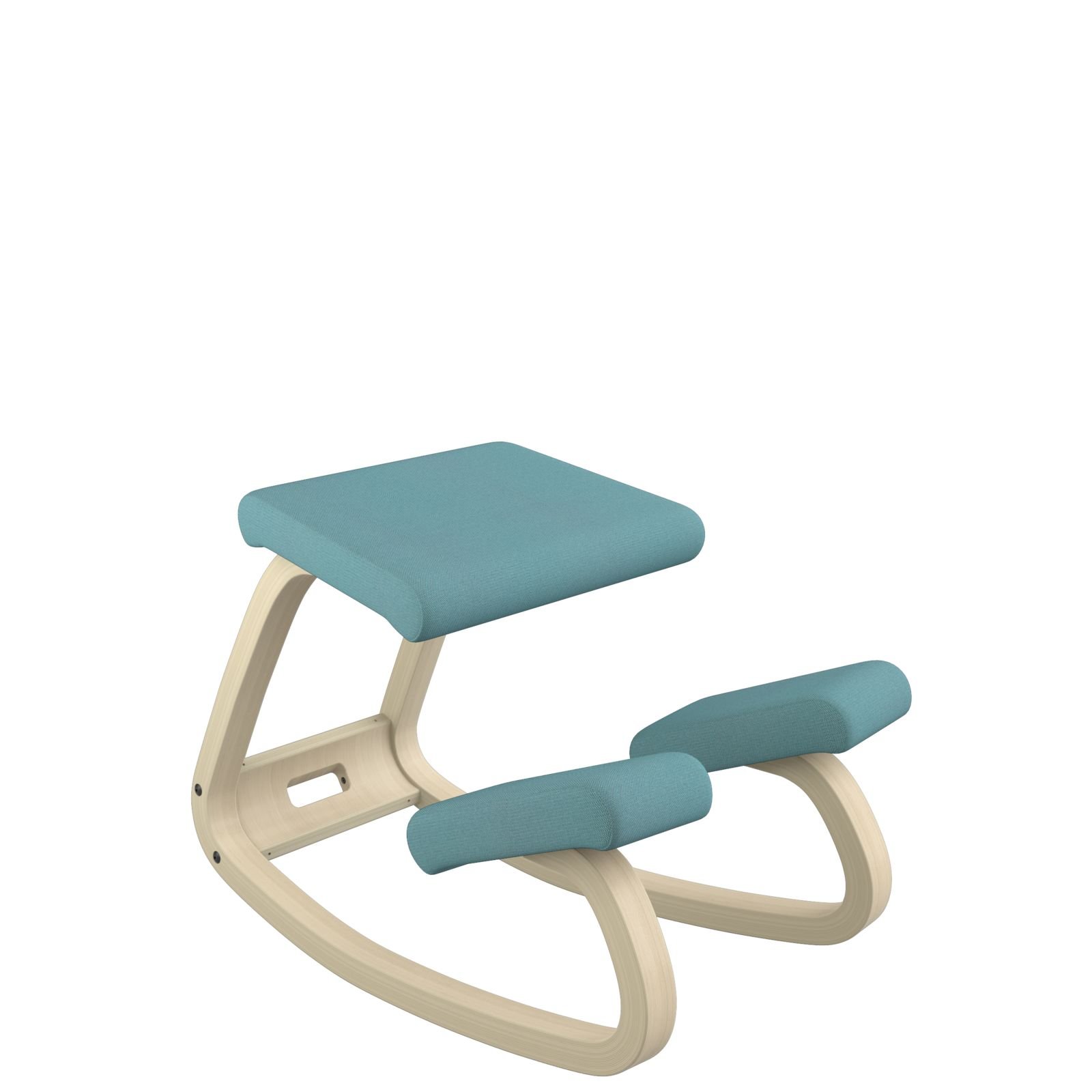 Varier Variable balans - The Original Kneeling Chair, a Healthy Home Office Chair - Natural Beech Wood and Turquoise/Blue Quality Fabric