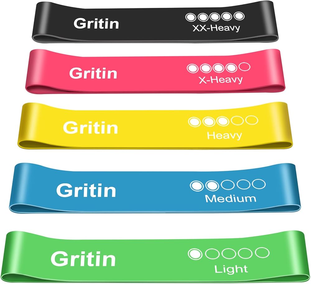 Gritin Resistance Bands set laid out showing all 5 colors