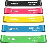 Gritin Resistance Bands Set of 5 with Case – 5 Levels, Skin-Friendly Latex view 1