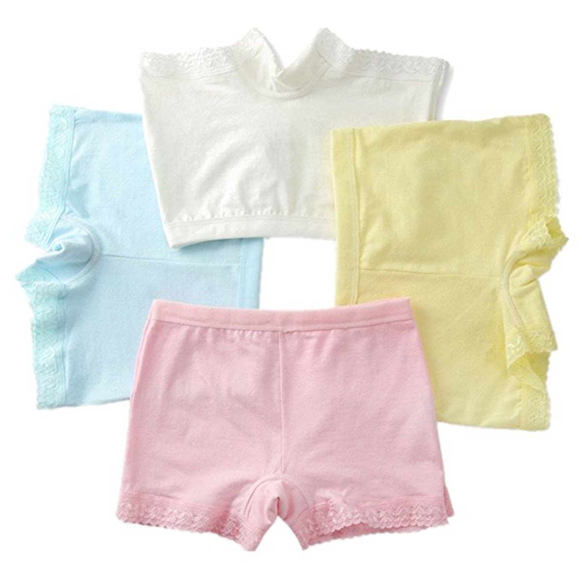 JELEUON 4Pcs/5pcs Little Girls Toddler Kids Lace Boyshort Underwear
