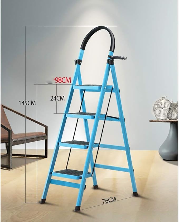 Klapptritt, 4-stufige tragbare Klappleiter aus Stahl, Trittleiter