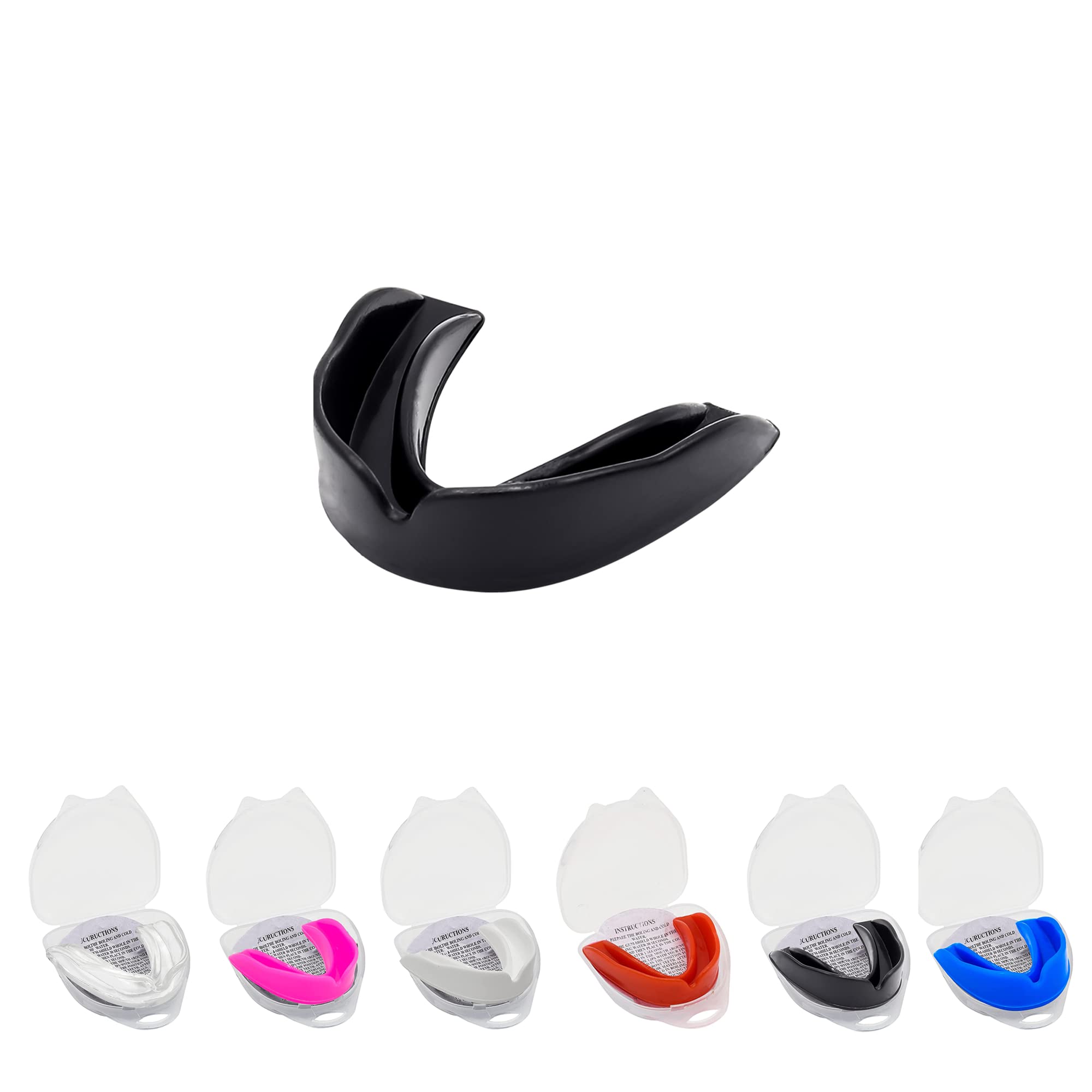 Mouthguard Slim Fit, Junior Gum Shield with Case for Kids Youth for School Combat Sports MMA, Rugby, Judo, Karate, Hockey, Soccer, MMA Boxing, Martial Arts, Basketball (Black, Adults (+12)) — image 1