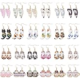 WADORN 24 Pairs Cute Cat Dangle Earrings, Lightweight Kawaii Aesthetic Alloy Funny Cartoon Kitten for Women Aesthetic Animal Floral Teacup Cat Earrings for Animals Cat Lover Birthday Party Gifts