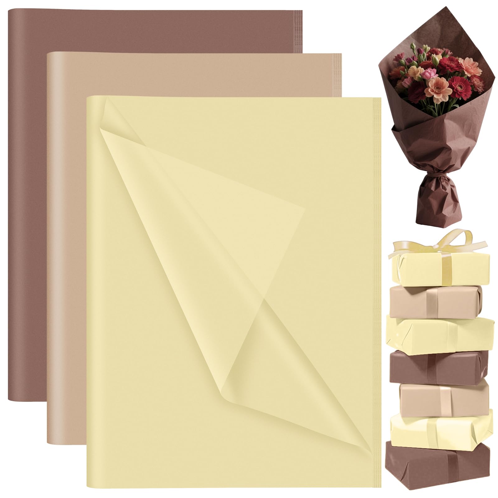 Photo 1 of PLULON 60 Sheets Brown Tissue Paper Bulks, Gift Wrap Tissue Paper Sheets for Packaging Birthday Gift Wrapping Birthday Wedding Construction Party Decorations