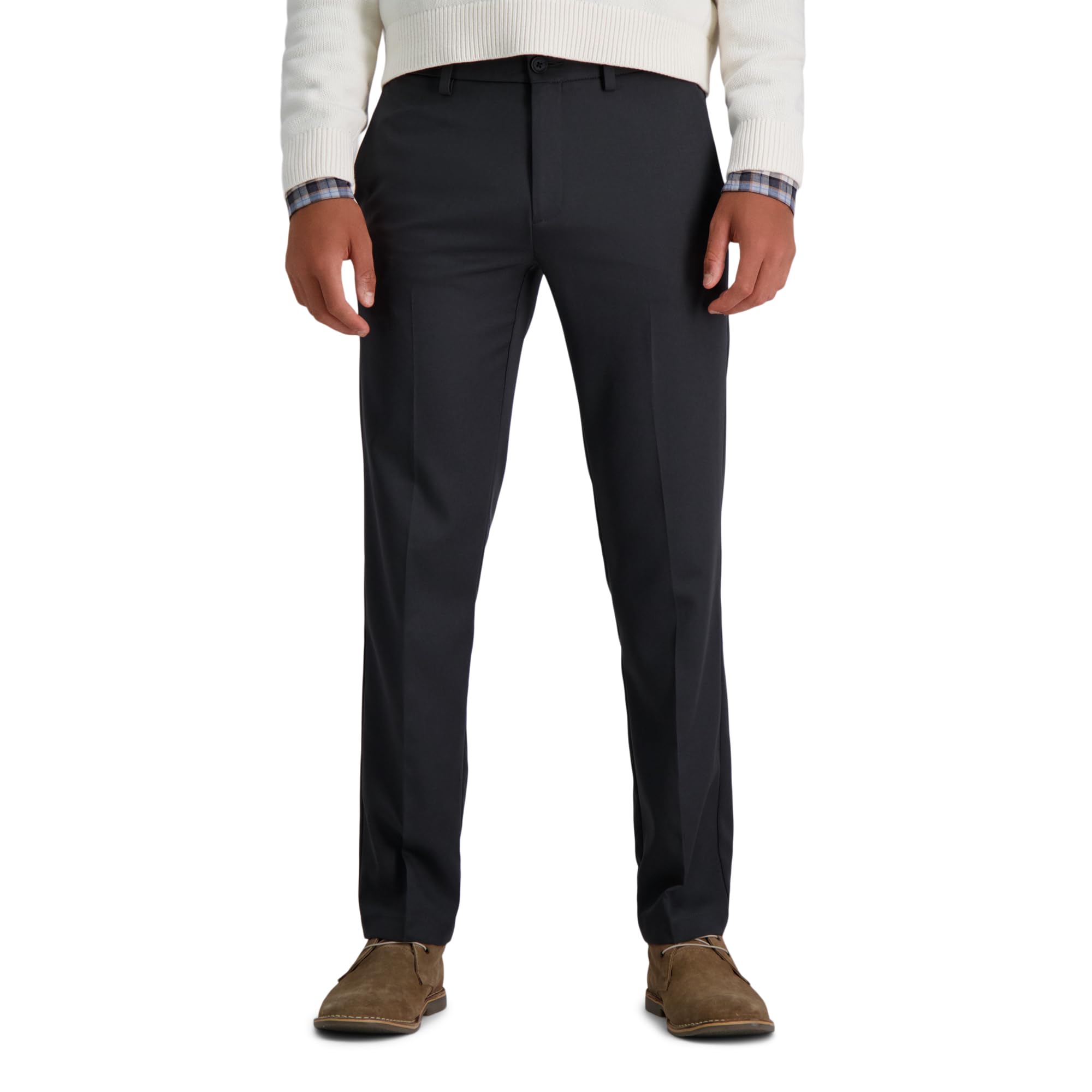 Haggar mens Cool 18 Pro Straight Fit Flat Front Pants, Dark Heather Grey, 36W x 34L US
