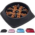 Gorilla Grip Slow Feeder Dog and Cat Bowls, Interactive Puzzle Toy for Dogs and Cats Food Training, Keeps Pets Busy and Prevents Puppy Overeating, Large, Small Breeds, 100% BPA Free, 2 Cup Black