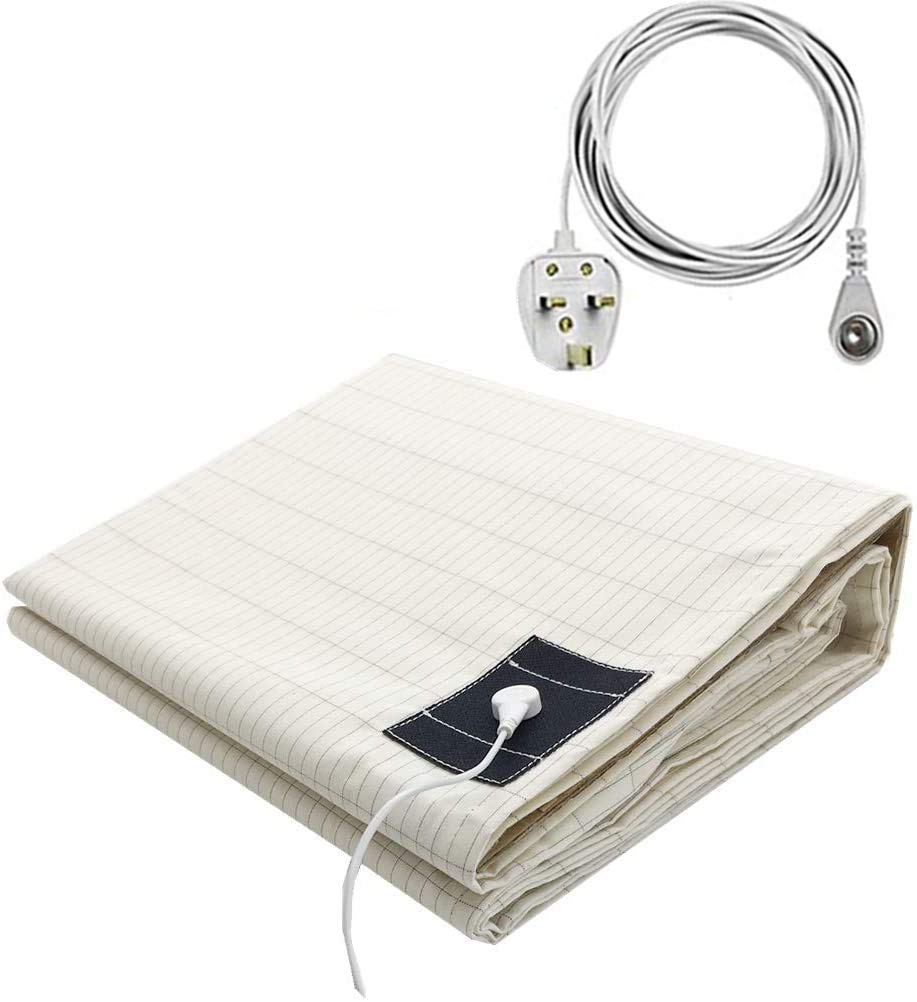 Conductive Earthing Sheet with 15ft UK Grounding Connection Cord Better Sleep Relieve Pain (27x52in)