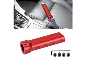 AUCELI Car Handbrake Cover, Universal Aluminum Handle Protector for Brake Lever, Wave Shaped Decorative Hand Brake Sleeve, Auto Interior Accessories for Manual & Most Automatic Handle (Red)