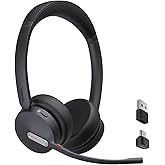 Yealink BH70 Wireless Bluetooth Headset with Microphone for Work, up to 35h Talking Battery Life, 3-Mic, 147g Lightweight Microsoft Teams Certified Headphone for Open Office, USB-C to A