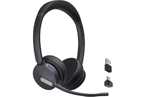 Yealink BH70 Wireless Bluetooth Headset with Microphone for Work, up to 35h Talking Battery Life, 3-Mic, 147g Lightweight Mic