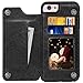 kazineer iPhone 6 Case, iPhone 6S Case, Black Leather Slim Back Cover with Credit Card Holder Protective Case [Compatible with Magnetic car Mount] for Apple iPhone 6 / iPhone 6S Cover