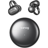 Sanag S6S Ultra Open Ear Earbuds Clip On Wireless Bluetooth Headphones | Running Comfortable Lightweight Stable Fit Gym Sports Headphones 42 Playtime IP67 Waterproof Powerful Sound Black