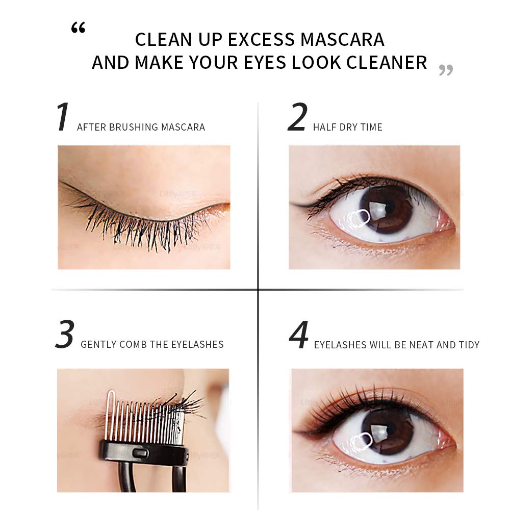 Eyelash Comb Curler Eyebrow Brush MSQ Eyelash Separator Mascara Applicator Eyelash Definer With Comb Cover Arc Designed Cosmetic Brushes Tool Black: Beauty