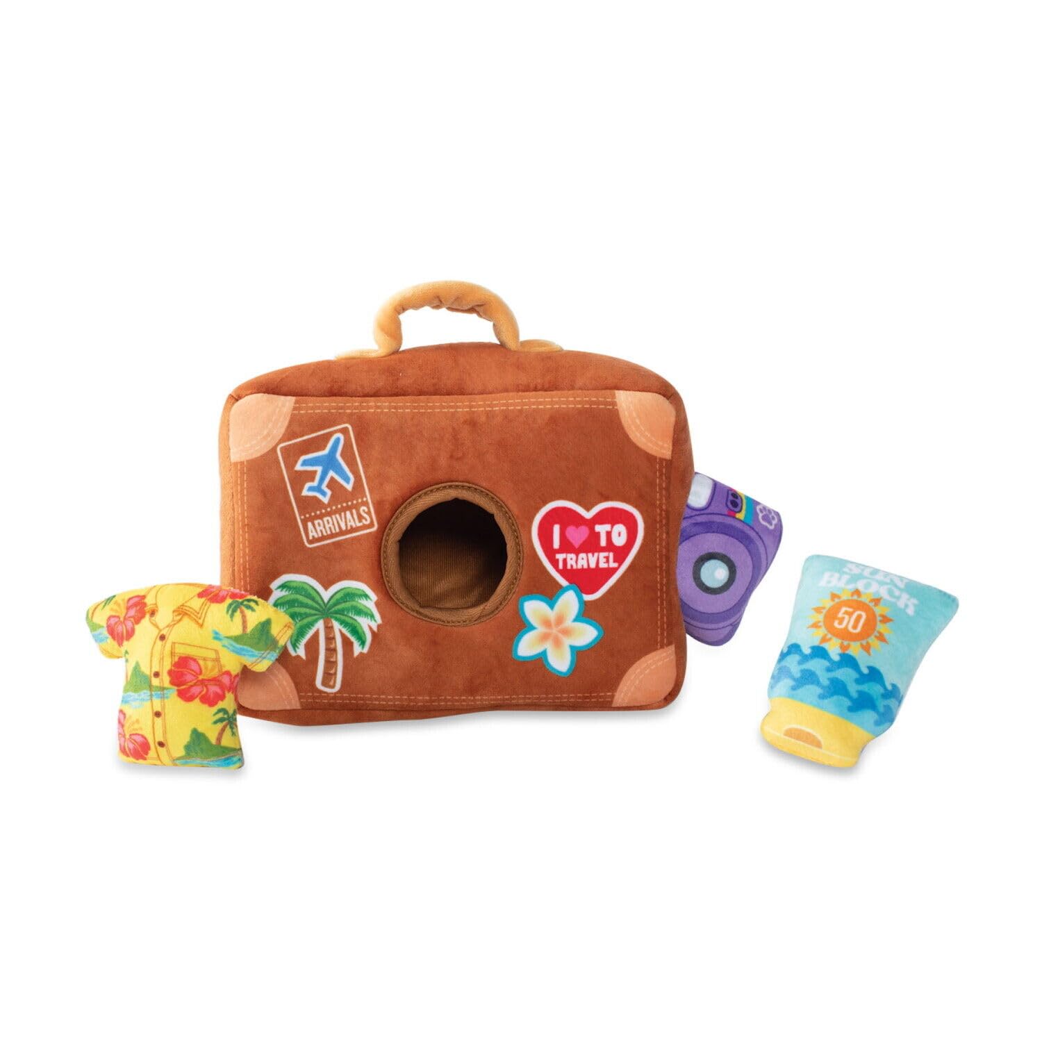 Fringe Studio Hide & Seek Plush Dog Toy Set, Pack Your Bags(289213)