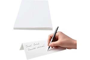MOTOFITOOL Printable Name Tent Cards 3-1/2" x 11" - Blank Folding Place Cards for Table Settings, Business Meetings & Weddings - 30 Pack, White 80lb Cover