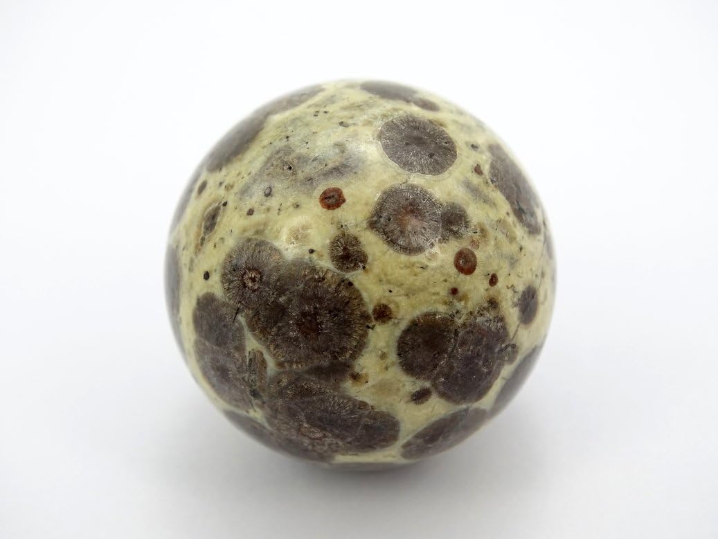 jennysun2010 1 Piece Natural Leopard Skin Jasper Gemstone Collectibles Round Ball Crystal Healing Sphere Finger Health Massage Rock Stones 40mm with Wood Stand
