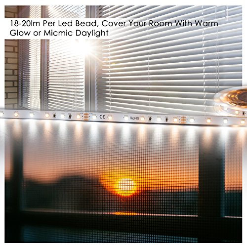 YIHONG 16.4ft LED Strip Lights LED Ribbon with Remote Control Adjustable Color Temperature and Brightness DIY Under Cabinet Lighting Kitchen Closet Party Decoration |High Lumen|Cool/Neutral/Warm White - Thumbnail 2