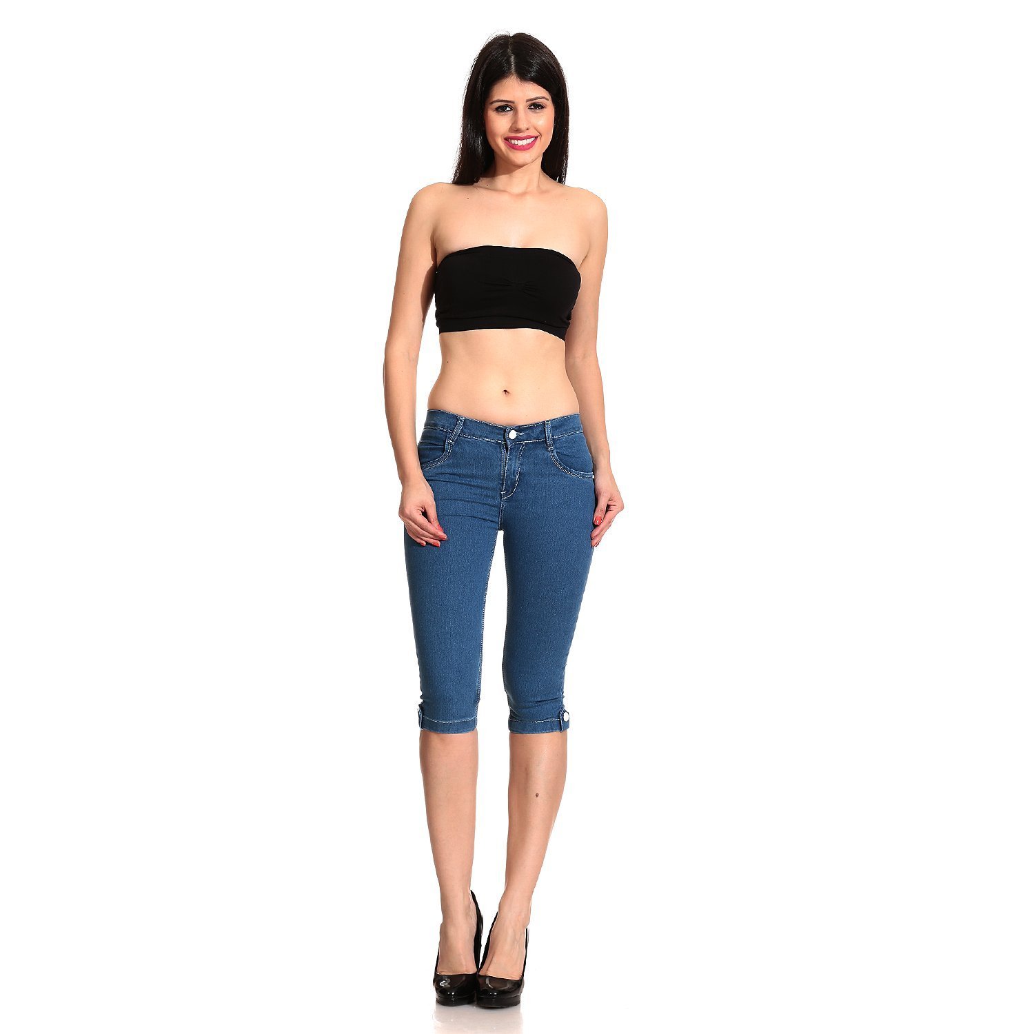 ganga women's slim fit capris