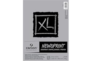 Canson XL Series Newsprint Paper, Foldover Pad, 9x12 inches, 100 Sheets (30lb/49g) - Artist Paper for Adults and Students