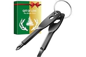 LUCA ELF AID Stocking Stuffers for Men, 4-in-1 Pocket Screwdriver Keychain Tools, Mens Christmas Gifts for Dad Husband Boyfriends, White Elephant Gift Adults Cool Gadgets - Black