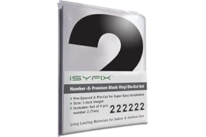 iSYFIX Black Vinyl Number 2 (two) Stickers - 6 Pack 3 inch Self Adhesive - Decal Die Cut & Pre-Spaced for Mailbox, Signs, Window, Door, Cars, Trucks, Home, Business, Address Number, Indoor & Outdoor
