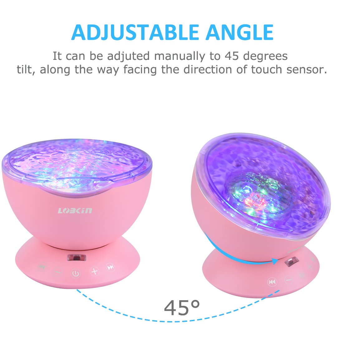 [Upgraded Model] Lobkin Remote Control Ocean Wave Projector ,Aurora Night Light Projector with Build-in Speaker, Mood Light for Baby Nursery, Adults and Kids Bedroom, Living Room (Pink)