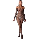 Walang Lip Women‘s Sexy Fishnet Mesh Bodystockings One Piece Bodysuit Teddy Lingerie Outfit Jumpsuit Underwear