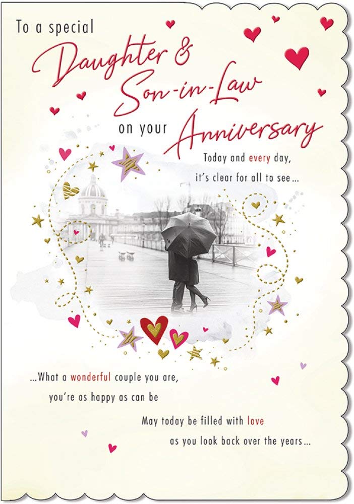 Piccadilly Greetings Traditional Anniversary Card Daughter & Son in Law - 9 x 6 inches