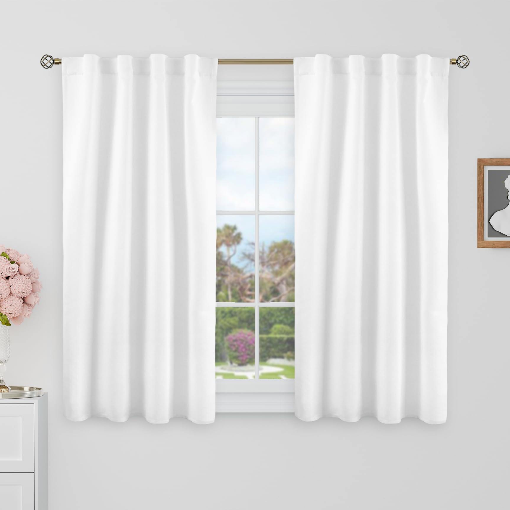 Photo 1 of BGment Blackout Curtains 40 Inch Length for Small Window - 38 x 40 inch Curtains Rod Pocket and Back Tab Thermal Room Darkening Curtains for Kitchen/Cafe Room, 2 Window Panels, Pure White