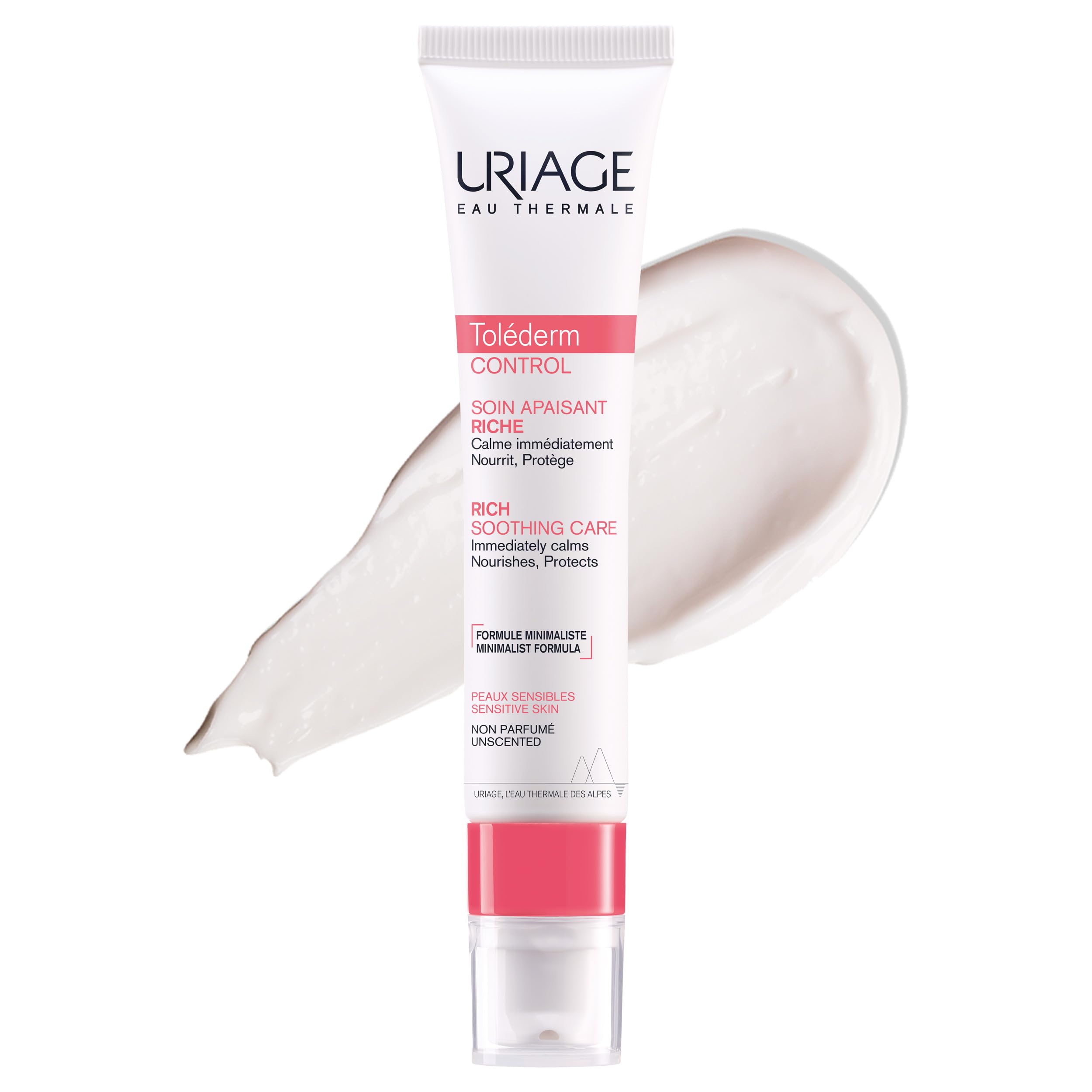 Uriage Toléderm Rich Face Soothing Cream for Intolerant, Sensitive & Dry Skin, 40ml - Soothes & Nourishes - Minimalist Formula for High-tolerance - No Preservatives & Fragrance Free