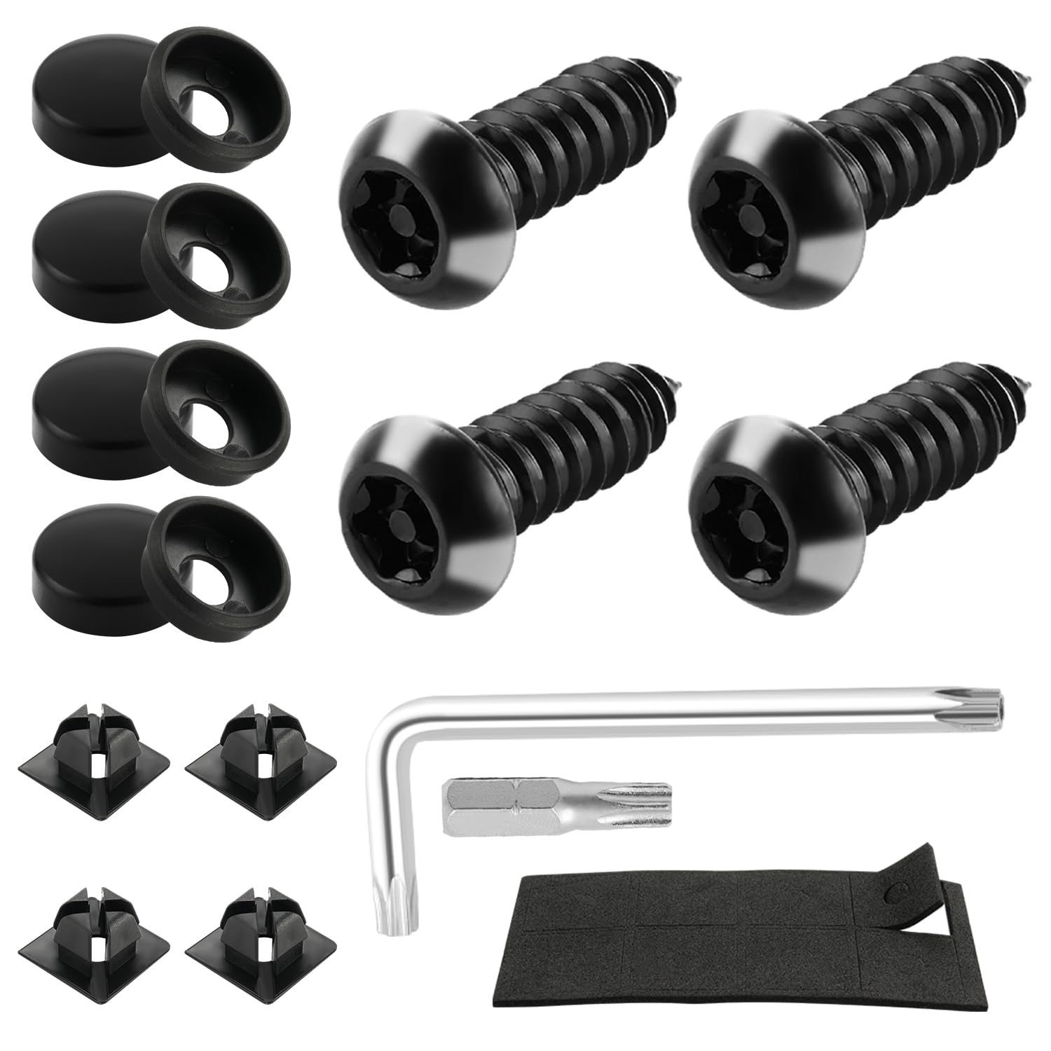 Photo 1 of LivTee Anti Theft License Plate Screws Set for Securing Frames and Covers, License Plate Bolts, M6 (1/4") Tamper Proof Screws, Caps Cover for Front Rear Frame Holder Mounting (Black-4PCS)