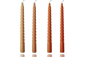 KANDELO 8 inch Orange Gradual Spiral Color Taper Candles Set of 4 Pack Tapered Candle, Tall Candlesticks,for Dinner Party Wedding, Holiday Spring,Home Decor,Kitchen Decor (4, Orange Series, 8inch)