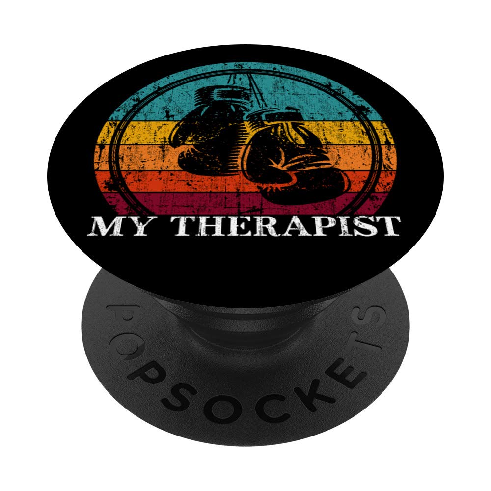 Vintage Boxing Glove My Therapist - Funny Boxer PopSockets Grip and Stand for Phones and Tablets